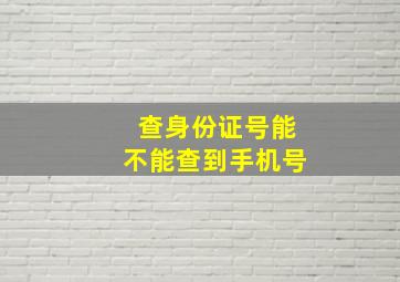 查身份证号能不能查到手机号