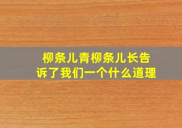 柳条儿青柳条儿长告诉了我们一个什么道理