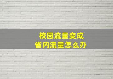 校园流量变成省内流量怎么办