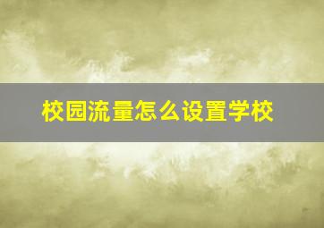 校园流量怎么设置学校