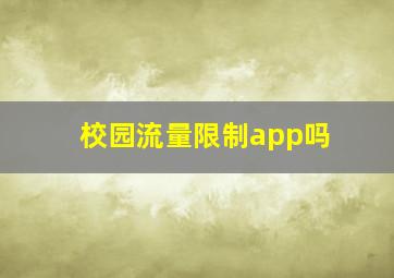 校园流量限制app吗