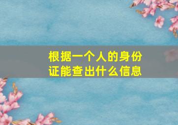 根据一个人的身份证能查出什么信息