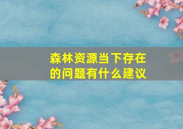 森林资源当下存在的问题有什么建议