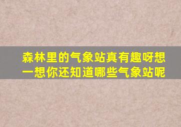 森林里的气象站真有趣呀想一想你还知道哪些气象站呢