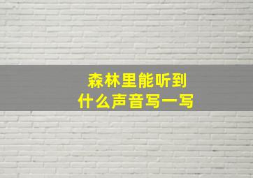 森林里能听到什么声音写一写