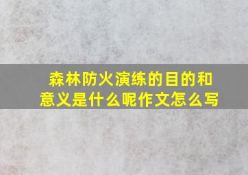 森林防火演练的目的和意义是什么呢作文怎么写