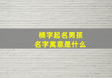 楠字起名男孩名字寓意是什么