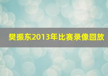 樊振东2013年比赛录像回放