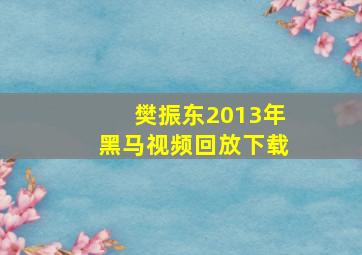 樊振东2013年黑马视频回放下载