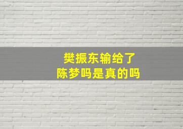 樊振东输给了陈梦吗是真的吗