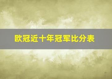 欧冠近十年冠军比分表