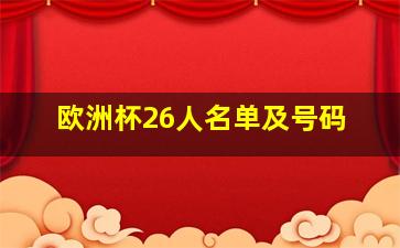 欧洲杯26人名单及号码