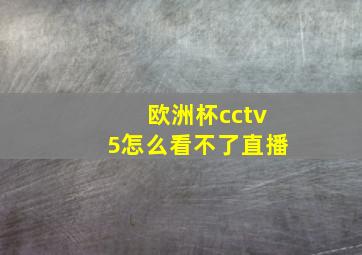 欧洲杯cctv5怎么看不了直播