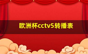 欧洲杯cctv5转播表