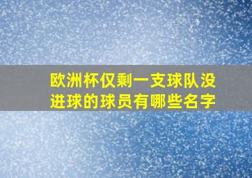 欧洲杯仅剩一支球队没进球的球员有哪些名字