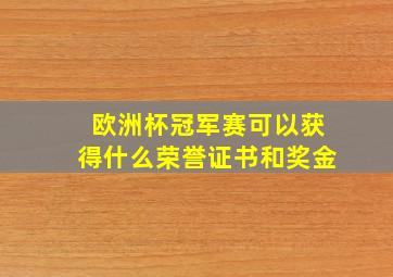 欧洲杯冠军赛可以获得什么荣誉证书和奖金