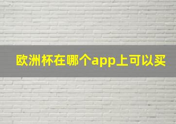 欧洲杯在哪个app上可以买