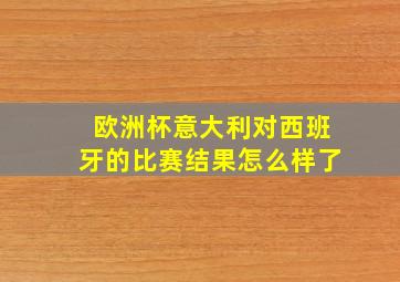 欧洲杯意大利对西班牙的比赛结果怎么样了