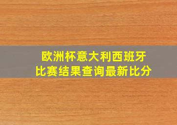 欧洲杯意大利西班牙比赛结果查询最新比分