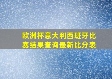 欧洲杯意大利西班牙比赛结果查询最新比分表