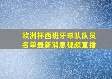 欧洲杯西班牙球队队员名单最新消息视频直播