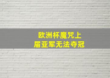 欧洲杯魔咒上届亚军无法夺冠