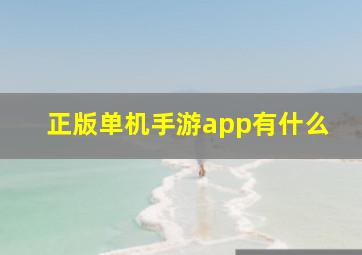 正版单机手游app有什么