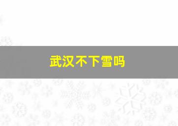 武汉不下雪吗