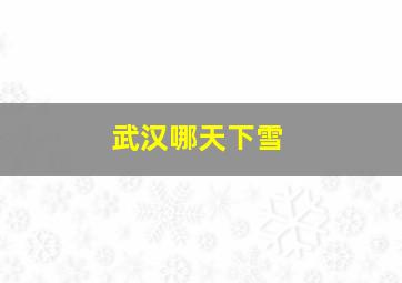 武汉哪天下雪