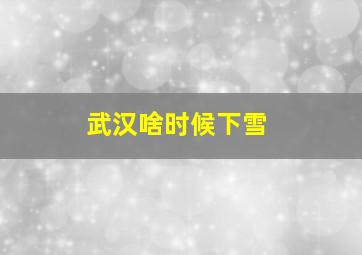 武汉啥时候下雪