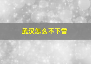 武汉怎么不下雪