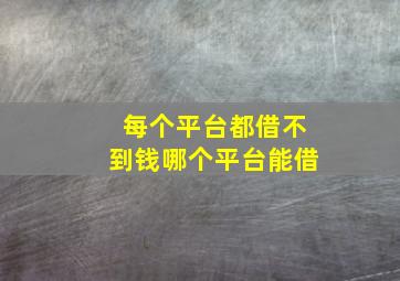 每个平台都借不到钱哪个平台能借