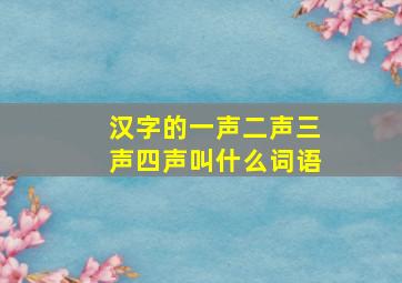 汉字的一声二声三声四声叫什么词语