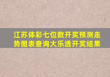 江苏体彩七位数开奖预测走势图表查询大乐透开奖结果