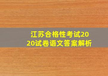 江苏合格性考试2020试卷语文答案解析