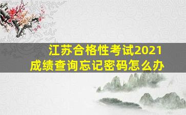 江苏合格性考试2021成绩查询忘记密码怎么办