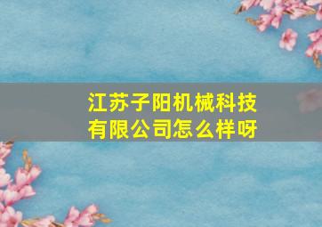 江苏子阳机械科技有限公司怎么样呀