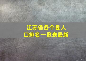 江苏省各个县人口排名一览表最新