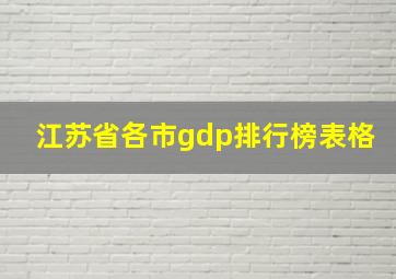 江苏省各市gdp排行榜表格