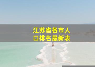 江苏省各市人口排名最新表