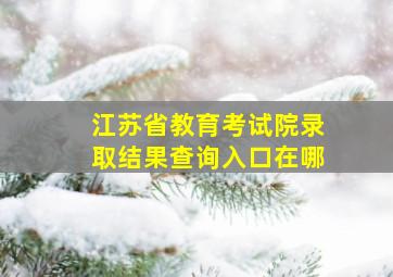 江苏省教育考试院录取结果查询入口在哪