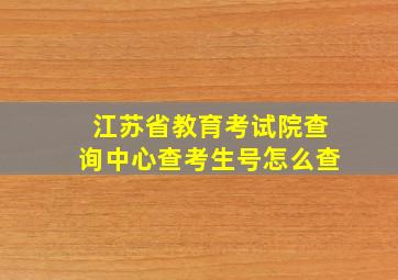 江苏省教育考试院查询中心查考生号怎么查