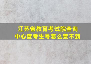 江苏省教育考试院查询中心查考生号怎么查不到