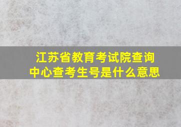 江苏省教育考试院查询中心查考生号是什么意思