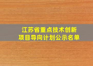 江苏省重点技术创新项目导向计划公示名单