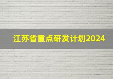 江苏省重点研发计划2024