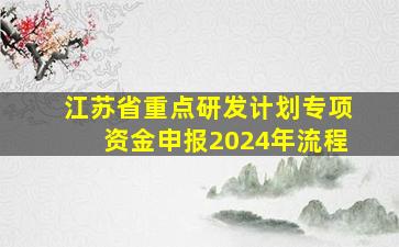 江苏省重点研发计划专项资金申报2024年流程