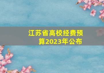 江苏省高校经费预算2023年公布