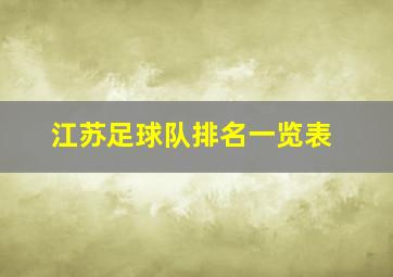 江苏足球队排名一览表