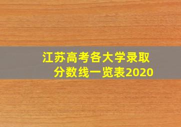 江苏高考各大学录取分数线一览表2020